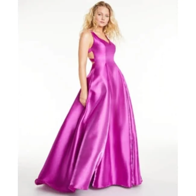 B Darlin Women's Juniors' Shine Cage-Back Ball Gown Pink Size 1/2