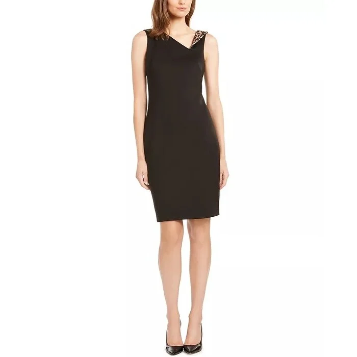 Calvin Klein Women's Animal Trim Dress Black Size 4