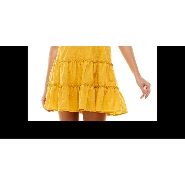 City Studios Junior's Clip Dot Tiered Dress Yellow Size 1