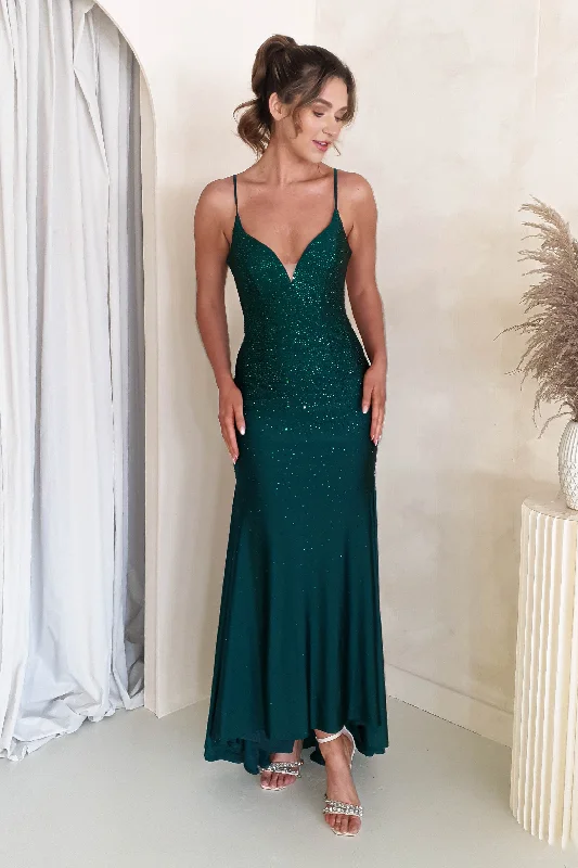 Jennifer Diamante Bodycon Gown | Dark Green