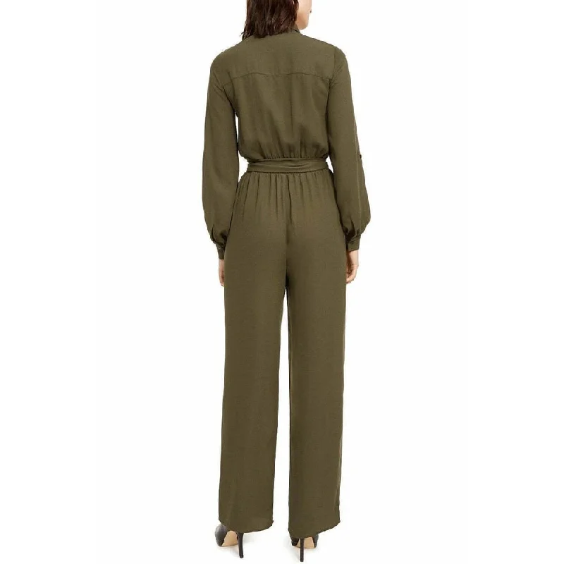 Michael Kors Women's Belted Utility Jumpsuit Green Size Small