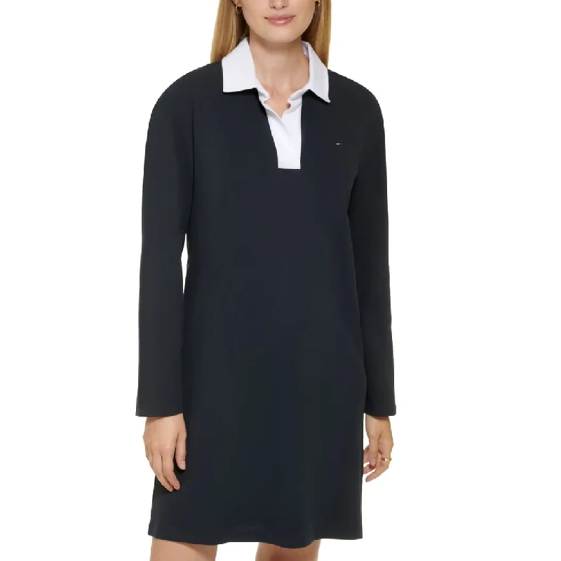 Tommy Hilfiger Women's Johnny Collar Rugby Dress Blue Size Large