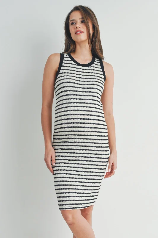 Stripped Bodycon Maternity Tank Dress