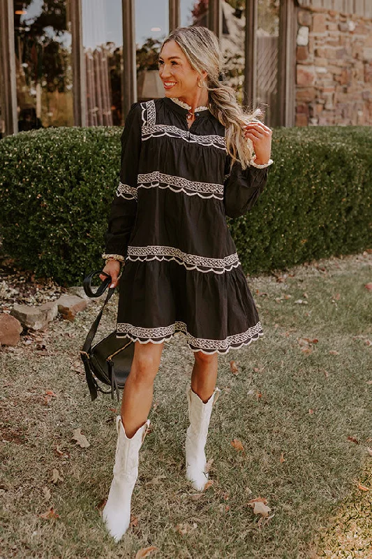 Thankful Moment Embroidered Mini Dress in Black