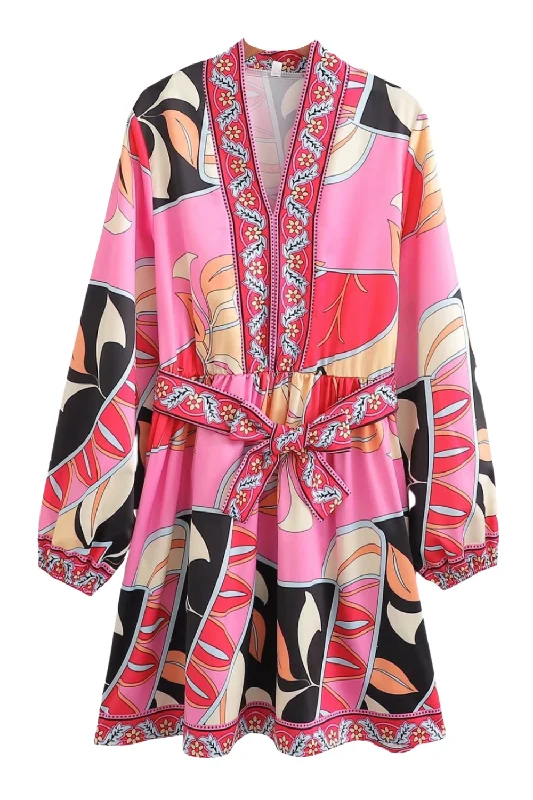 'Velma' Maya V-Neck Printed Dress