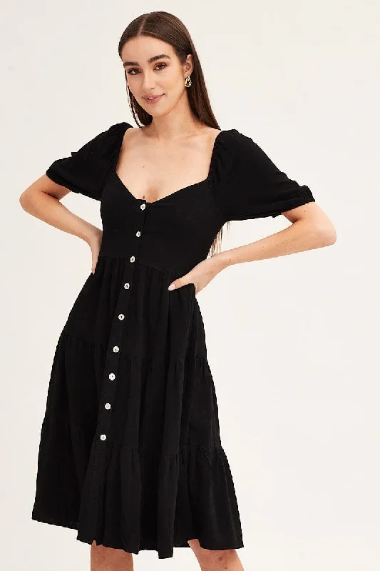 Black Midi Dress Sweetheart