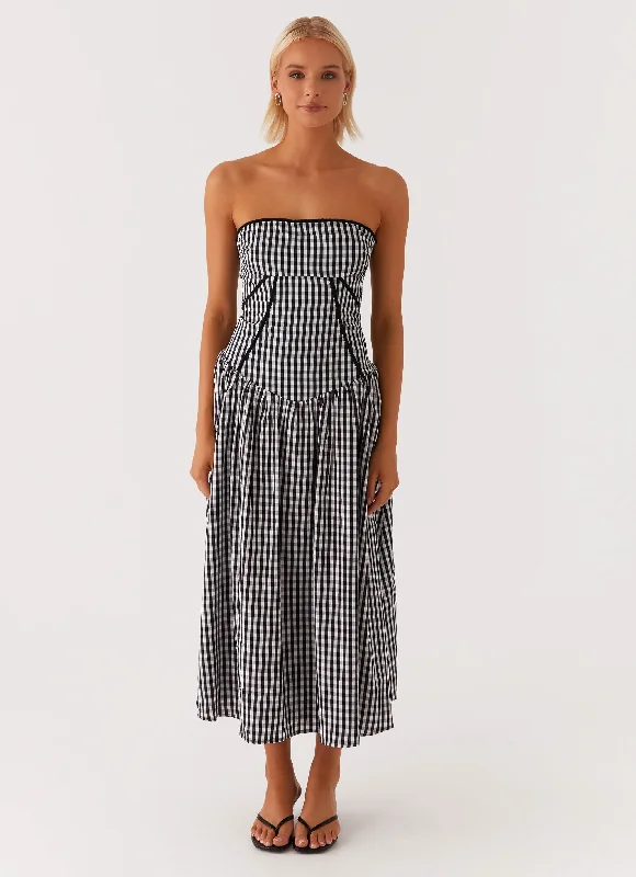 Larnie Midi Dress - Black Gingam