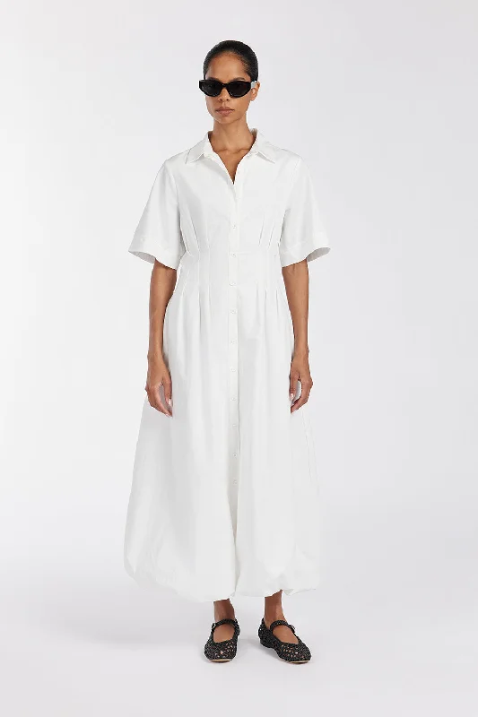 TALLULAH WHITE COTTON MIDI DRESS